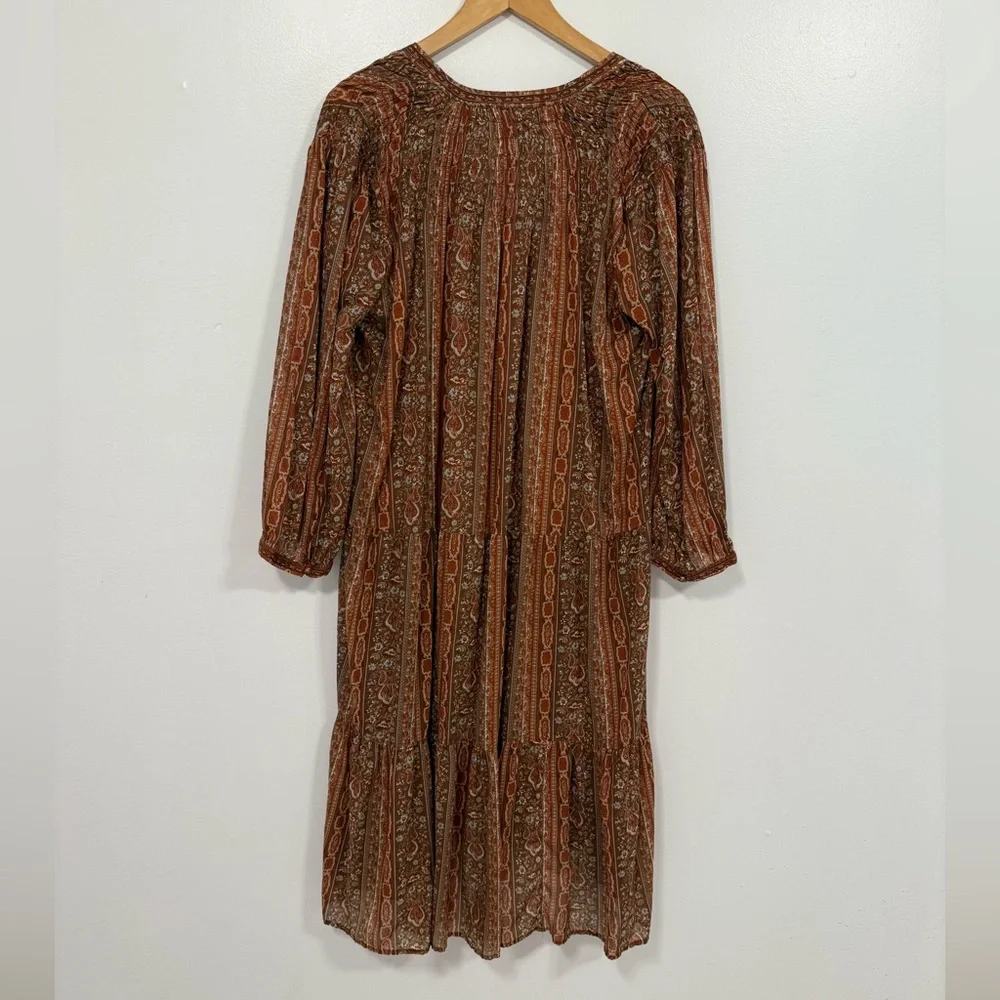 Doen Normandy Dress Earth Mandevilla Vine Floral Paisley L - Picture 13 of 16